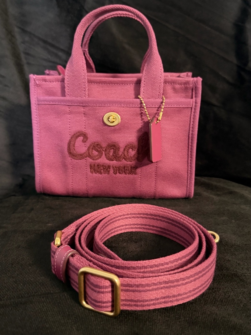 Coach Raspberry Pink Canvas Mini Tote with Detachable Strap - Picture 1 of 9